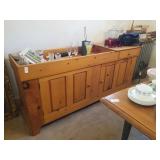 Knotty pine buffet/dry sink - contents not