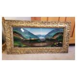 Antique reverse painted horse shoe curve ornate