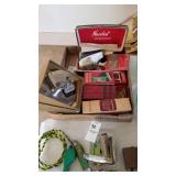 Lot of old razors, Norelco shaver, stropper