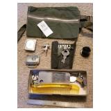 Assorted vintage items: money belt , belt