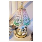 Glass shade brass lamp