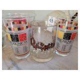 Two Preakness glasses and Budweiser Clydesdale