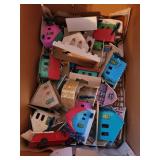 Box of Vintage glittered cardboard Christmas