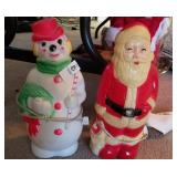 Small blow molds Santa and Frosty 12" tall each