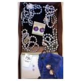 4 gray pearl necklaces, earrings, Milor Italy