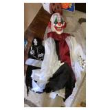 2 hanging Halloween decors scary clown skeleton