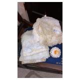 Stack of antique linens crochet