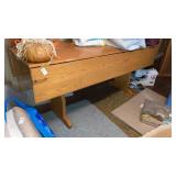 Large pine trestle drop-leaf dining table - room