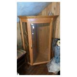 Lighted Oak Corner cabinet topper display with