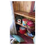 Wooden bookshelf & 2 shelves contents