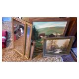 Mirrors, framed art lot