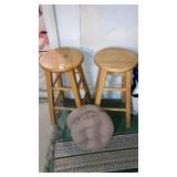 Pair of wooden stool w/ cushions