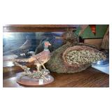 Bisque pheasant statue & goose
