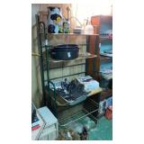 Metal bakers rack & tins, carafe