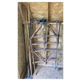 Wooden trellis, small shepherds hook, flag holder