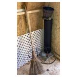 Piece of trellis, metal wheel, planters, step