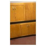 2 wooden cabinets with doors 59 inches wide x 33