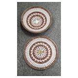 Pair of great shape1950s pink art tile plates