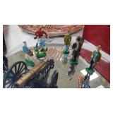 Metal Civil war cannon, soldiers & President