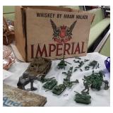Box lot of WW2 plastic soldiers and tanks and