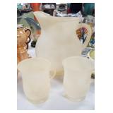 Plastic Kool aid pitcher and 3 glasses