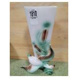 Vintage cattails & goose vase by Regal Pottery