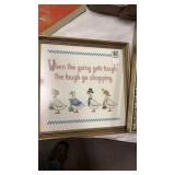 Needle point go shopping 11 inches x 11 inches