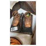 Vintage bronze and copper baby shoe book ends
