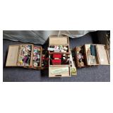 Sewing box full of sewing supplies