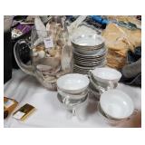 Crestwood china tea cups, berry & desert dishes,