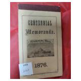 1876 centennial memorial with notes about news of