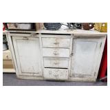 Primitive kitchen cabinet with 4 bins