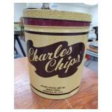 Vintage Charles Chips container tin good shape