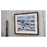 Grandma Moses winter farm framed print 33" x 28"