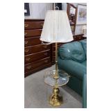 Brass floor lamp glass top stand - needs new