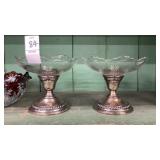 Fostoria glass & weighted sterling nut compotes
