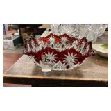 Square ruby flashed glass bowl 8" square