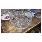 Lead crystal cut glass bowl 8" diam x 5" high