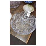 Antique hobstar cut crystal sawtooth bowl 8" diam