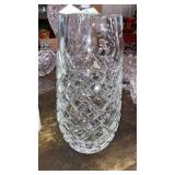 Lead crystal glass vase 10-1/2" tall