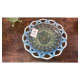 Fenton Vaseline opalescent green plate 7" diam