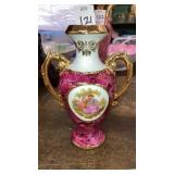 Limoges swan handled porcelain vase 6-1/2" tall