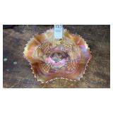 Marigold carnival ruffled bowl 7-1/2" d basket