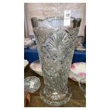 Huge crystal footed vase 18" tall x 9-1/4" at rim