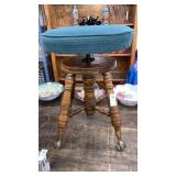 Glass ball & clawfoot piano stool