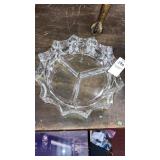 Gear-shaped glass divided dish 8-1/2" d
