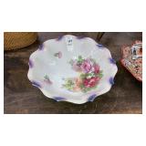 Antique roses serving bowl 11" d Germany