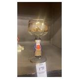 Bavarian decorated wine glass 5.5 inches
