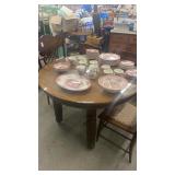 Wooden table no chairs with protective glass top