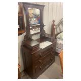 Cottage dresser with tear drop pulls and marble